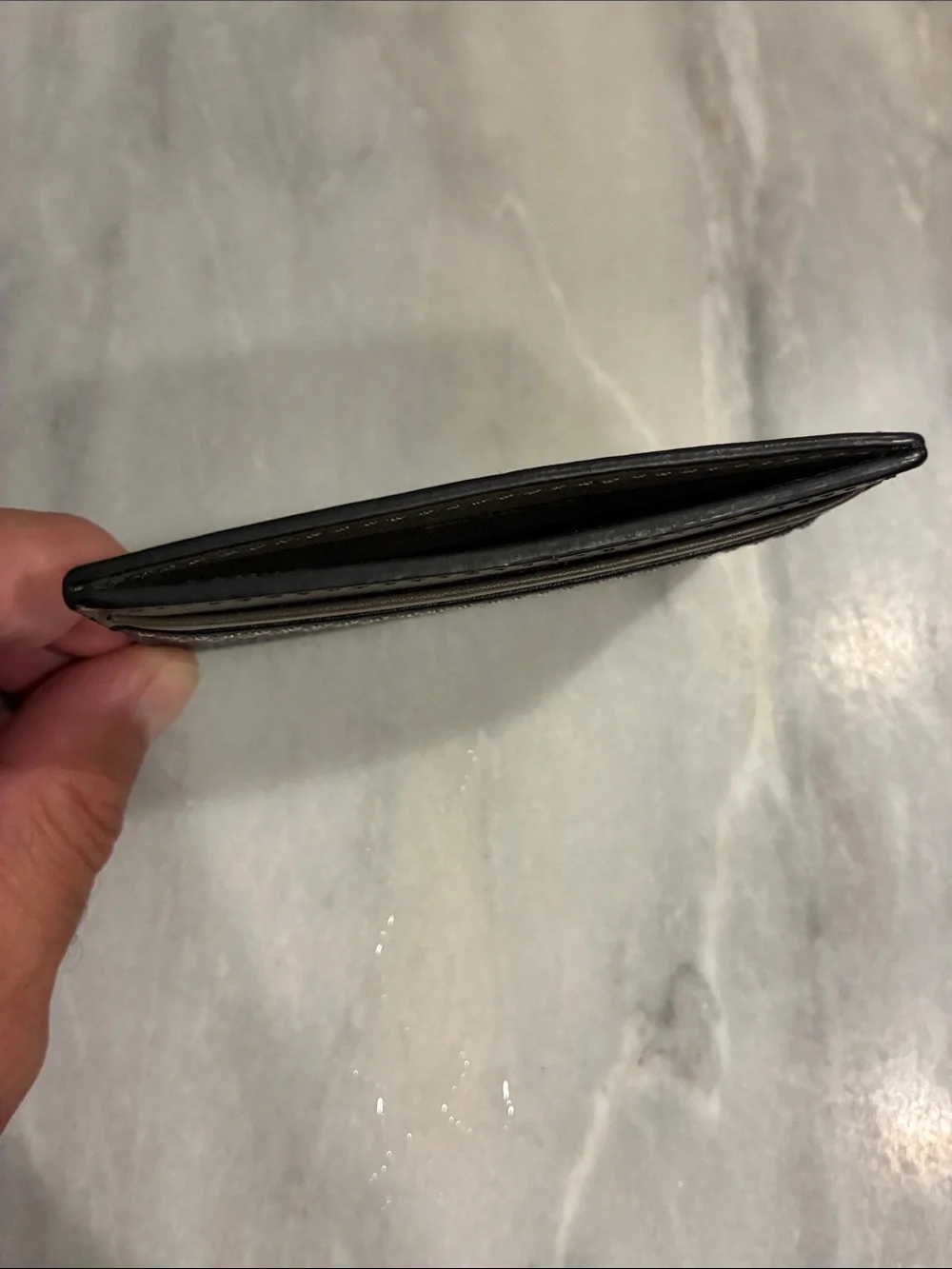 Coach Two-Tone Leather Card Case - Black & Taupe